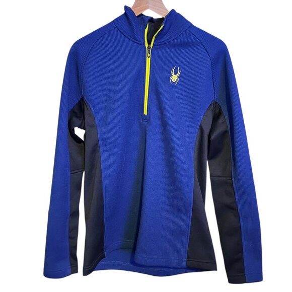 Spyder Men's Mountain Fleece Outbound 1/2 Zip Mid-weight Jacket in Navy/Black - Picture 1 of 7
